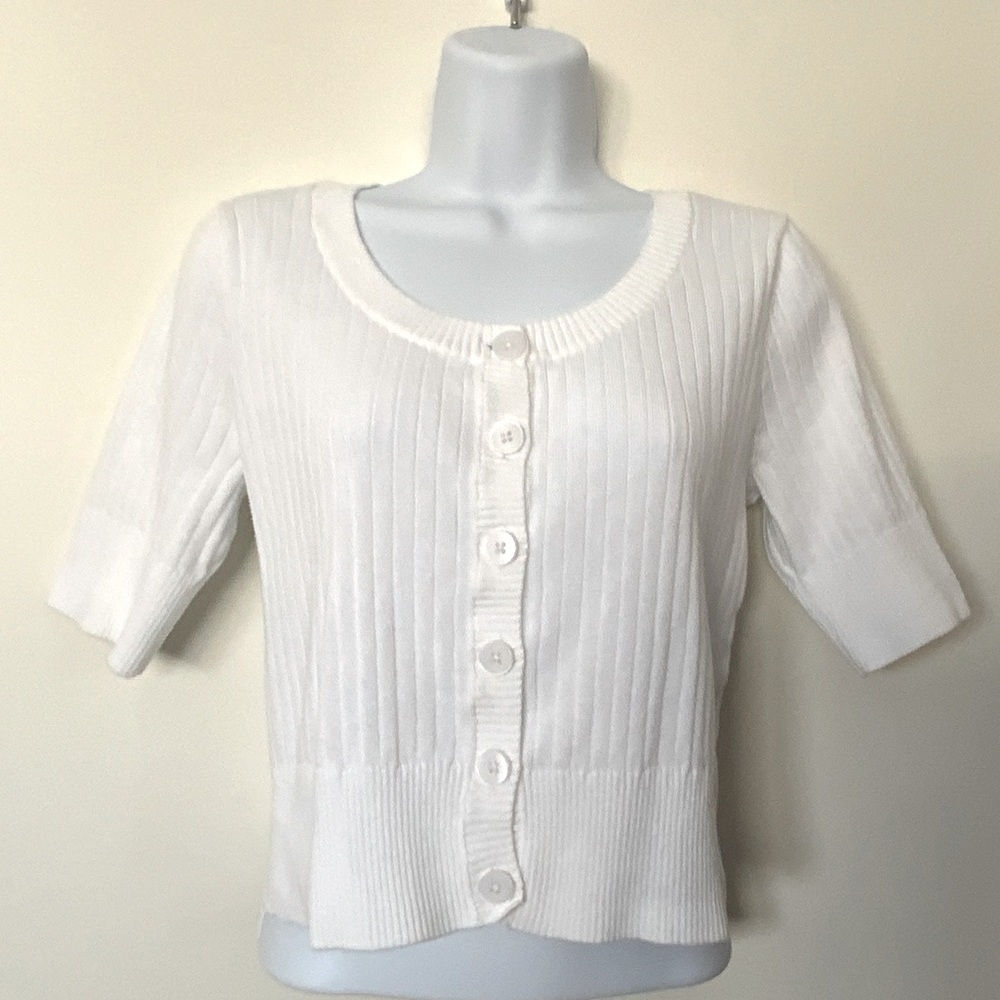 Jeanne Pierre Short Sleeve Cotton Sweater M